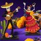 2 PCS Day of the Dead Centerpieces, Wooden Dancing Couple Sugar Skull Signs Decor Day of the Dead Table Decor